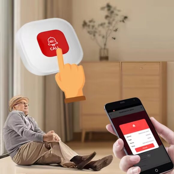 Chuông Bấm Cho Người Già Nút Bấm Wifi đeo Cổ Báo Về điện Thoại Pbsos2
