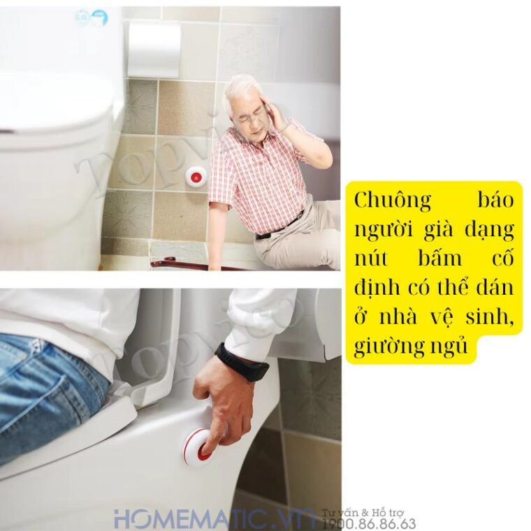 Chuông Báo Cho Người Già dạng nút bấm cố định Chuông Báo Cho Người Già dạng nút bấm cố định