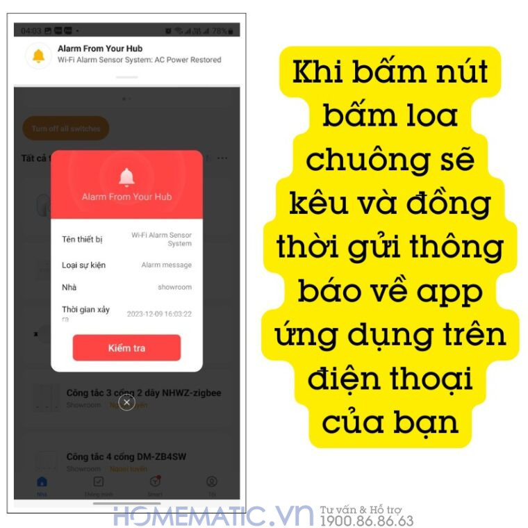 Chuông Báo động Cho Người Già Không Dây Wifi Td12s