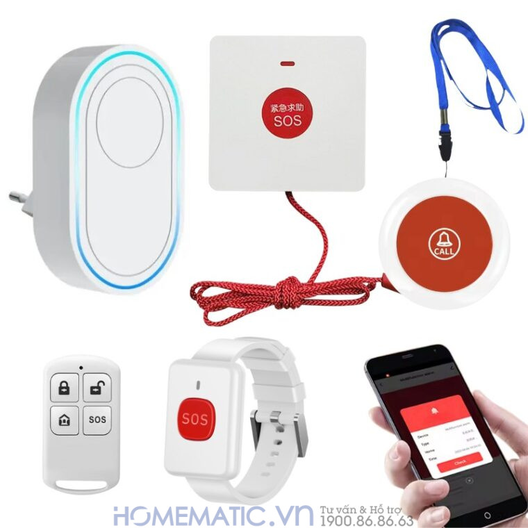 Chuông Báo động Cho Người Già Không Dây Wifi Td12s bộ đầy đủ