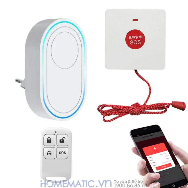 Chuông Báo động Cho Người Già Không Dây Wifi Td12s bộ dây giật