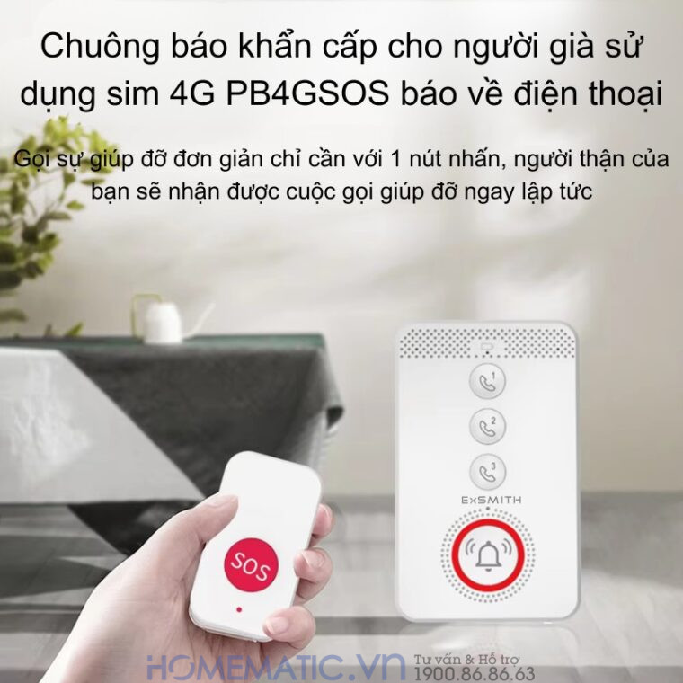Chuông Báo Khẩn Cấp Cho Người Già Sử Dụng Sim 4g Pb4gsos Báo Về điện Thoại