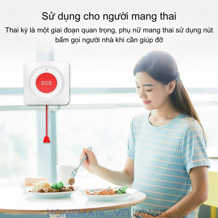Chuông Báo Người Già Qua điện Thoại Nút Bấm Khẩn Cấp Hỗ Trợ Dây Giật Wifi Pbsos1