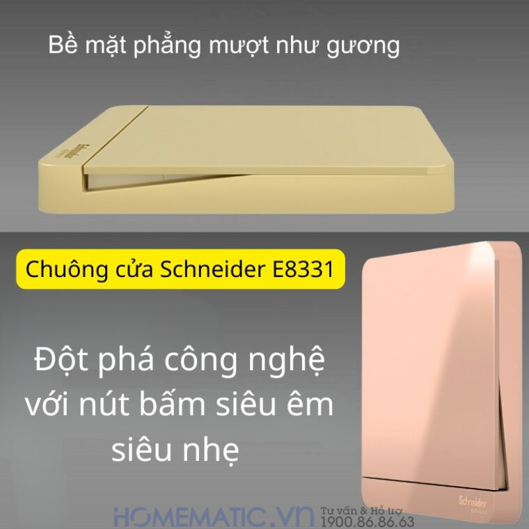 Chuông Cửa Có Dây Chính Hãng Schneider Electric Cao Cấp E8331wg Bản Wine Gold công nghệ nút nhấn đột phá