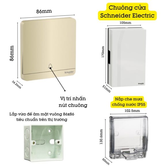 Chuông Cửa Có Dây Chính Hãng Schneider Electric Cao Cấp E8331wg Bản Wine Gold mô tả tính năng