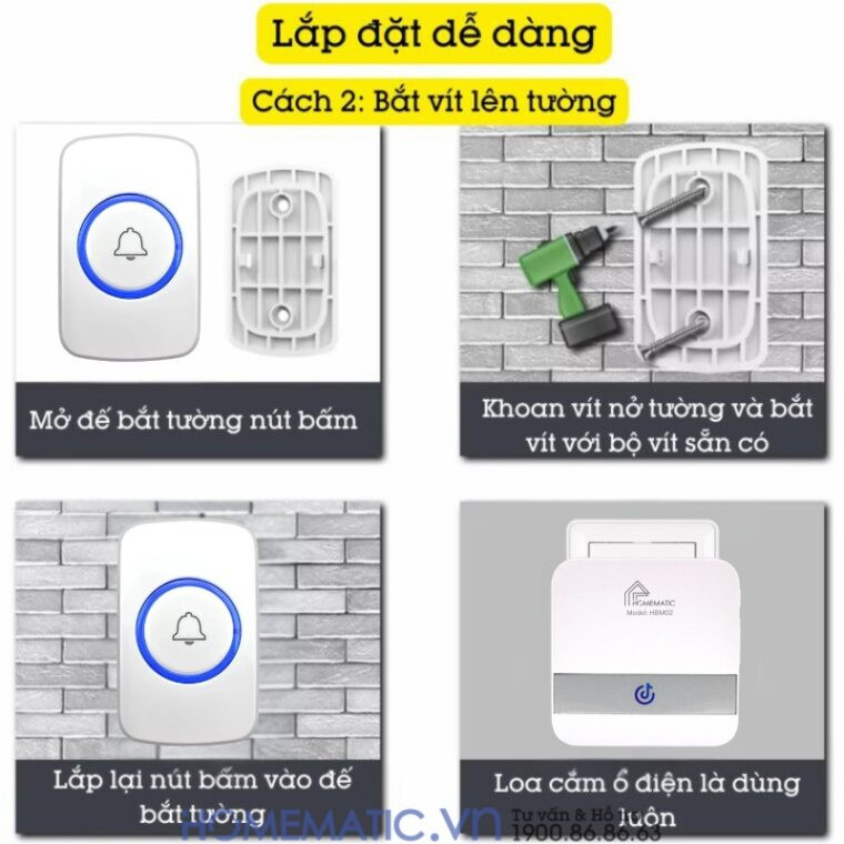 Chuông Cửa Không Dây Dùng Pin Homematic Hbm02