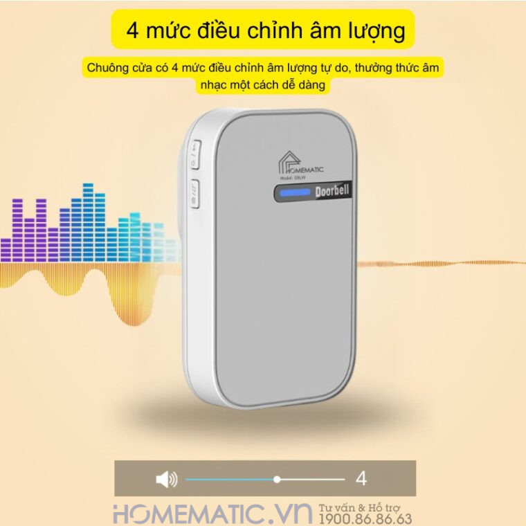 Chuông Cửa Không Dây Không Pin Cao Cấp Homematic G9lw có 4 mức âm lượng
