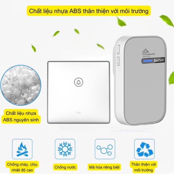 Chuông Cửa Không Dây Không Pin Cao Cấp Homematic G9lw chất liệu thân thiện môi trường