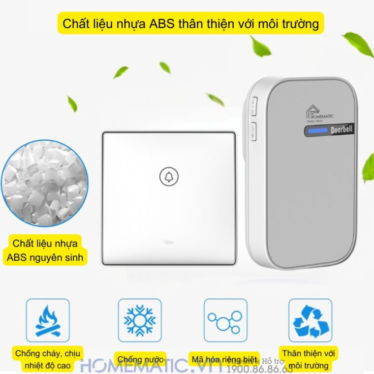 Chuông Cửa Không Dây Không Pin Cao Cấp Homematic G9lw chất liệu thân thiện môi trường