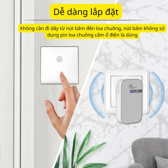 Chuông Cửa Không Dây Không Pin Cao Cấp Homematic G9lw dễ dàng lắp đặt, không phải cài đặt gì