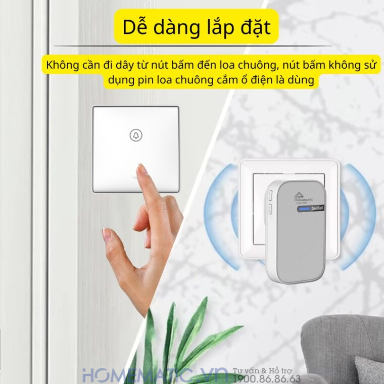 Chuông Cửa Không Dây Không Pin Cao Cấp Homematic G9lw dễ dàng lắp đặt, không phải cài đặt gì