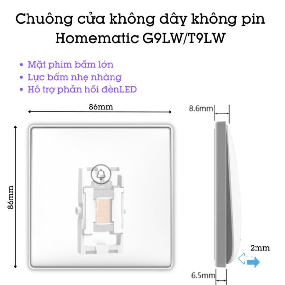 Chuông Cửa Không Dây Không Pin Cao Cấp Homematic G9lw mặt phím bấm lớn