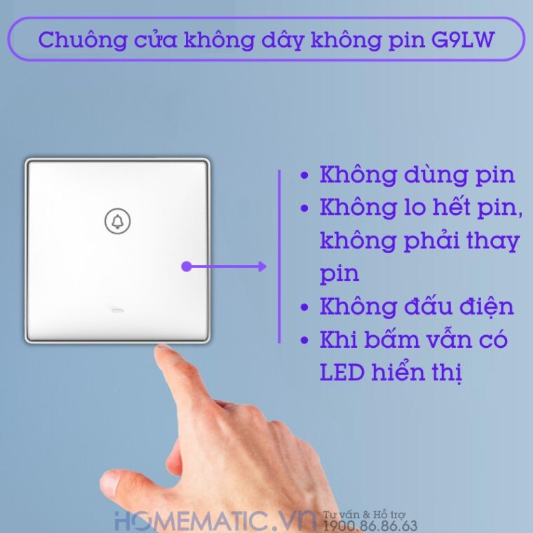 Chuông Cửa Không Dây Không Pin Cao Cấp Homematic G9lw nhiều tính năng cao cấp