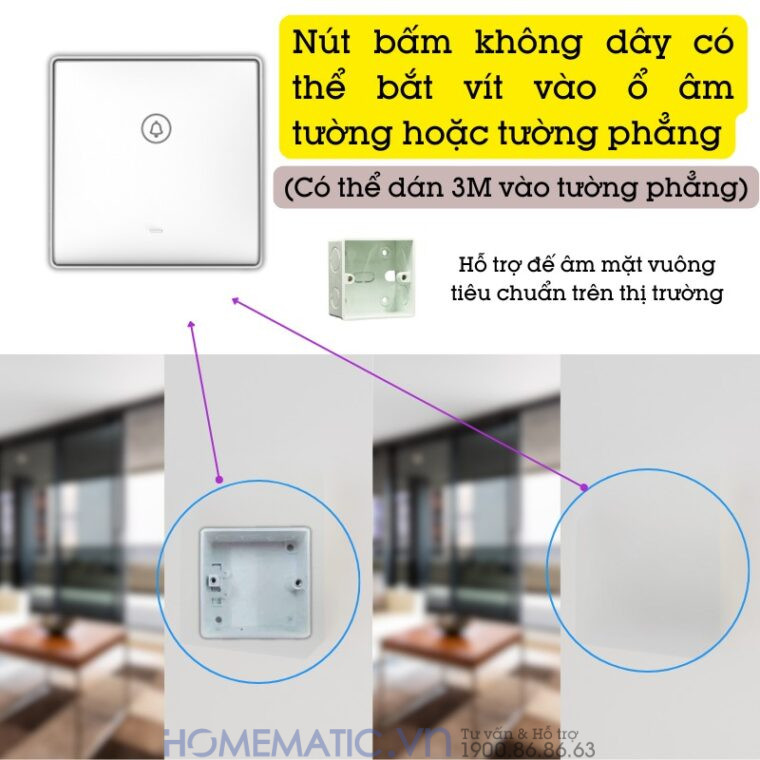 Chuông Cửa Không Dây Không Pin Cao Cấp Homematic G9lw cách lắp đặt