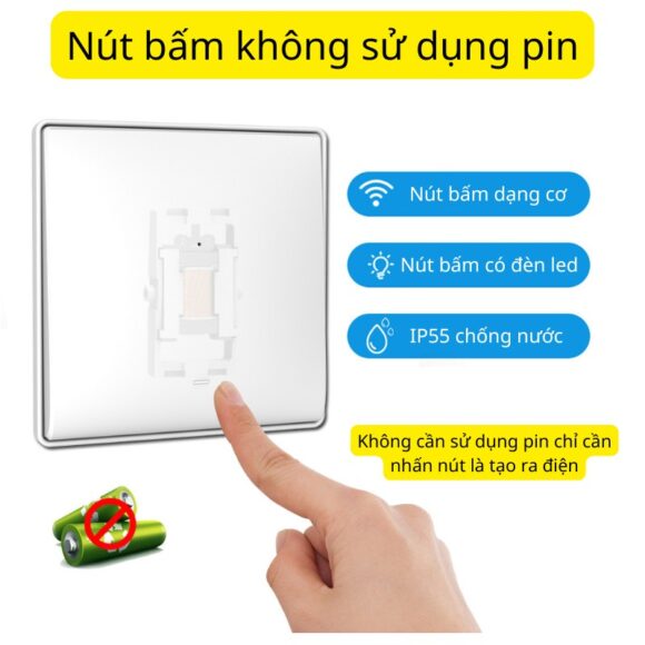 Chuông Cửa Không Dây Không Pin Cao Cấp Homematic G9lw nút bấm không sử dụng pin
