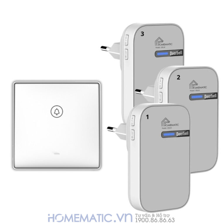 Chuông Cửa Không Dây Không Pin Cao Cấp Homematic G9lw bộ 1 nút 3 loa