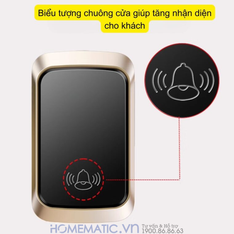 Chuông Cửa Không Dây Không Pin Homematic Af50 có biểu tượng chuông gọi cửa