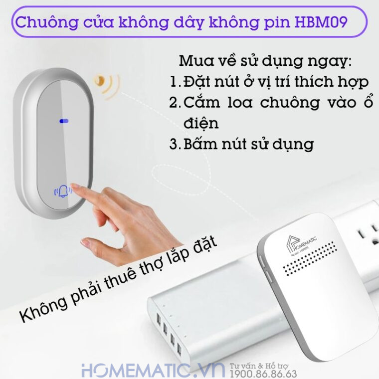 Chuông Cửa Không Dây Không Pin Homematic Hbm09