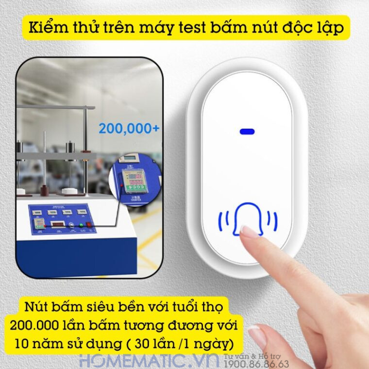 Chuông Cửa Không Dây Không Pin Homematic Hbm09 kiểm thử trên máy test nút bấm độc lập
