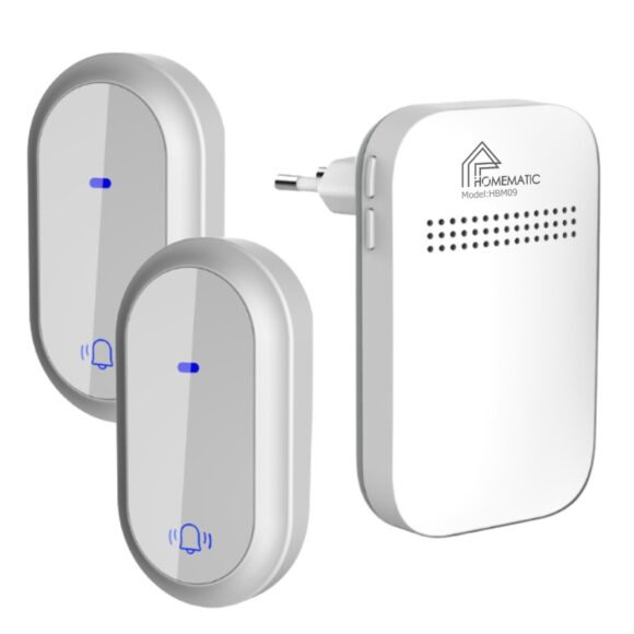 Chuông Cửa Không Dây Không Pin Homematic Hbm09 bộ 2 nút bấm 1 loa chuông