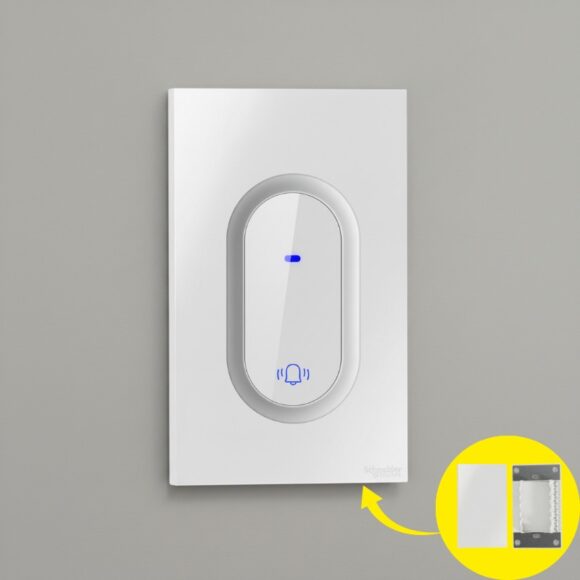 Chuông Cửa Không Dây Không Pin Homematic Hbm09 lắp đặt với nắp che ổ âm tường