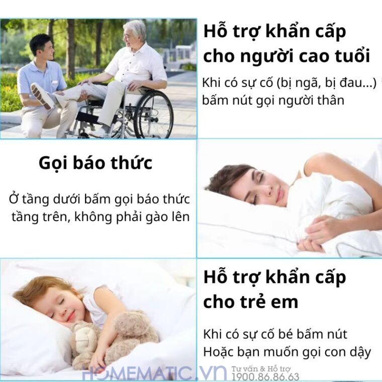 Chuông Không Dây Cho Người Già Qx01sos hỗ trợ nhiều trường hợp