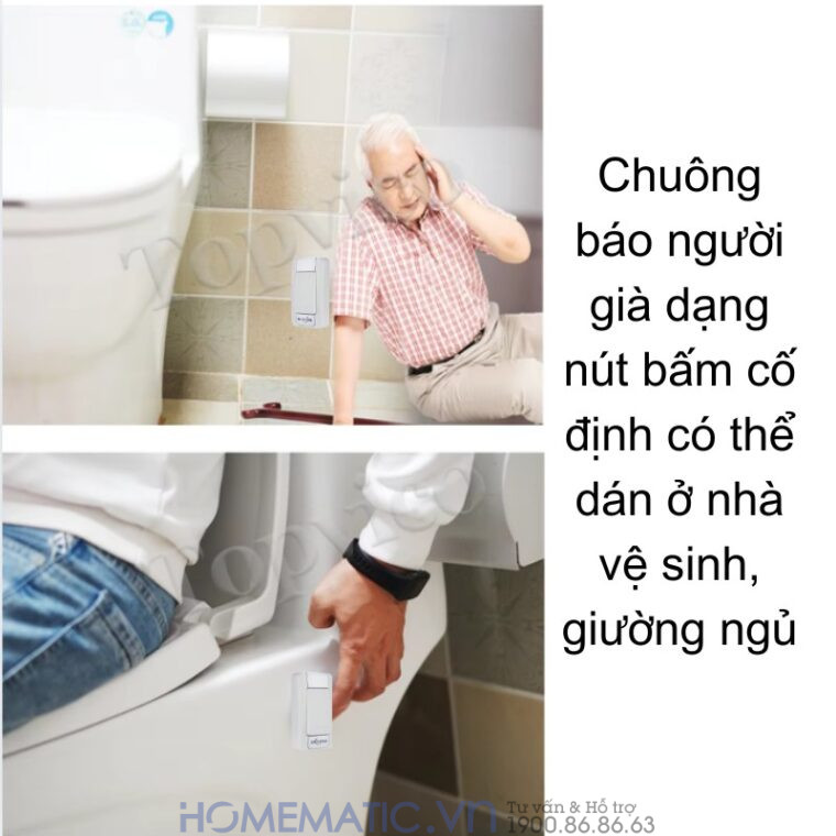 Chuông Không Dây Cho Người Già Qx01sos có nút bấm cố định