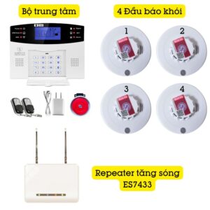 Hệ Thống Báo Cháy Không Dây Gia đình Báo Về điện Thoại 4g + Wifi Es1721f