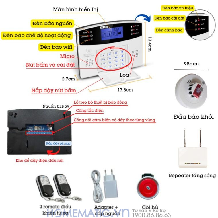 Hệ Thống Báo Cháy Không Dây Gia đình Báo Về điện Thoại 4g + Wifi Es1721f Hệ Thống Báo Cháy Không Dây Gia đình Báo Về điện Thoại 4g + Wifi Es1721f