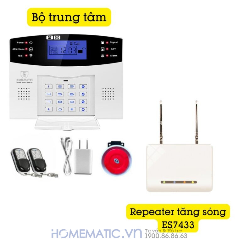 Hệ Thống Báo Cháy Không Dây Gia đình Báo Về điện Thoại 4g + Wifi Es1721fh (đầu Báo Khói + Nhiệt)