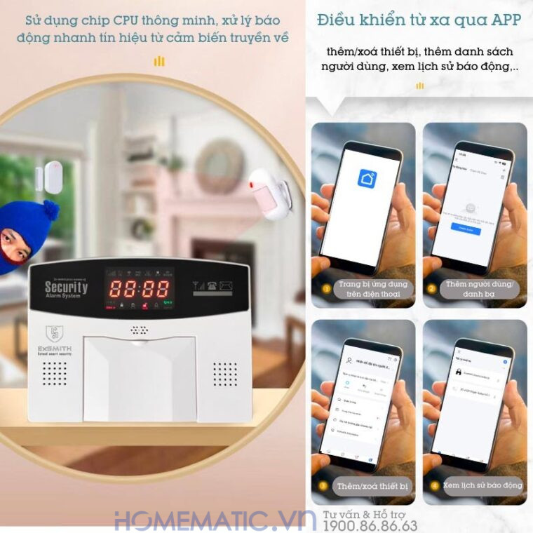 Hệ Thống Báo Cháy Không Dây Gia đình Báo Về điện Thoại 4g + Wifi Es1721fh (đầu Báo Khói + Nhiệt)
