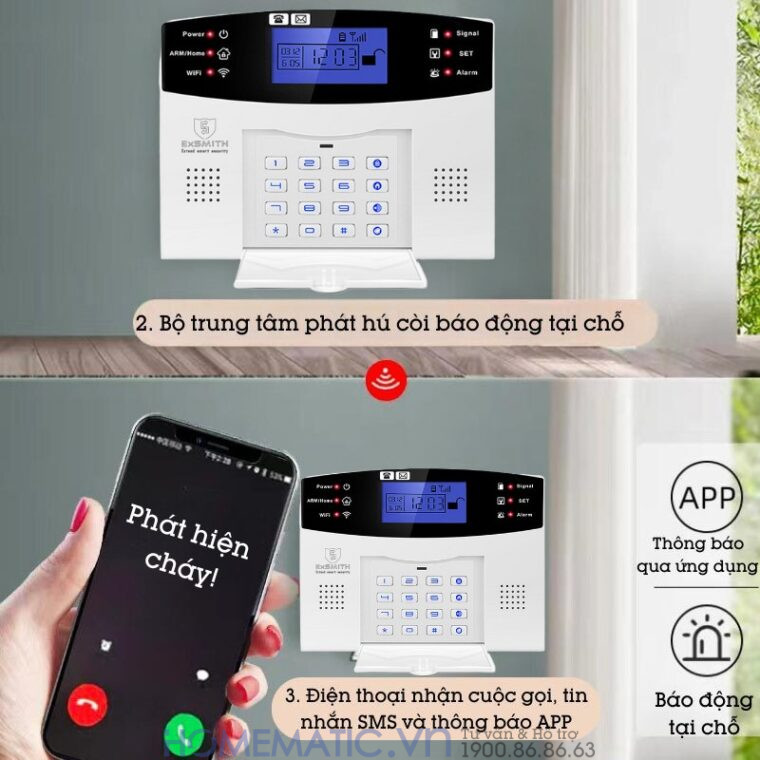 Hệ Thống Báo Cháy Không Dây Gia đình Báo Về điện Thoại 4g + Wifi Es1721fh (đầu Báo Khói + Nhiệt)