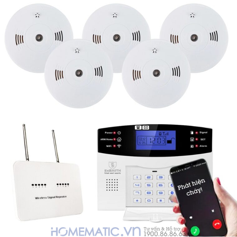 Hệ Thống Báo Cháy Không Dây Gia đình Báo Về điện Thoại 4g + Wifi Es1721fh (đầu Báo Khói + Nhiệt)