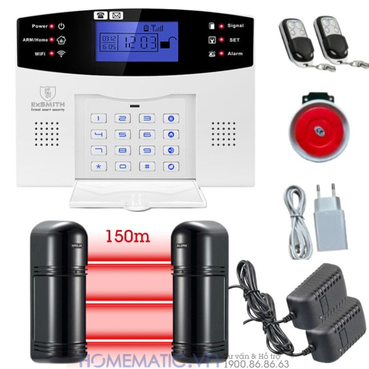 Hệ Thống Hàng Rào Chống Trộm Báo Về điện Thoại 4g + Wifi Exsmith Es1721ab