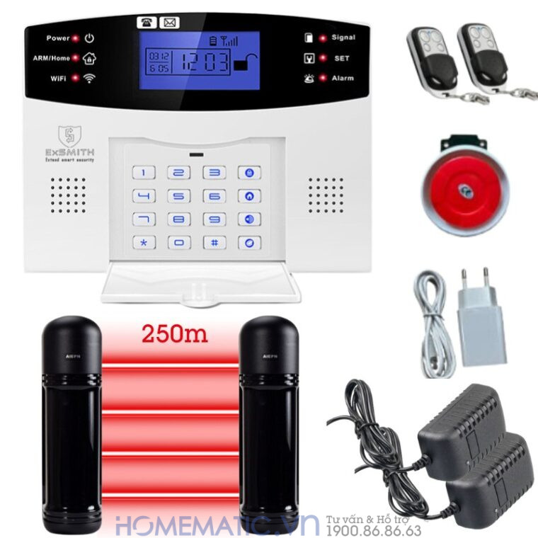 Hệ Thống Hàng Rào Chống Trộm Báo Về điện Thoại 4g + Wifi Exsmith Es1721ab