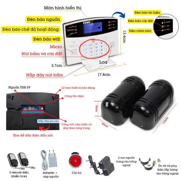 Hệ Thống Hàng Rào Chống Trộm Báo Về điện Thoại 4g + Wifi Exsmith Es1721ab