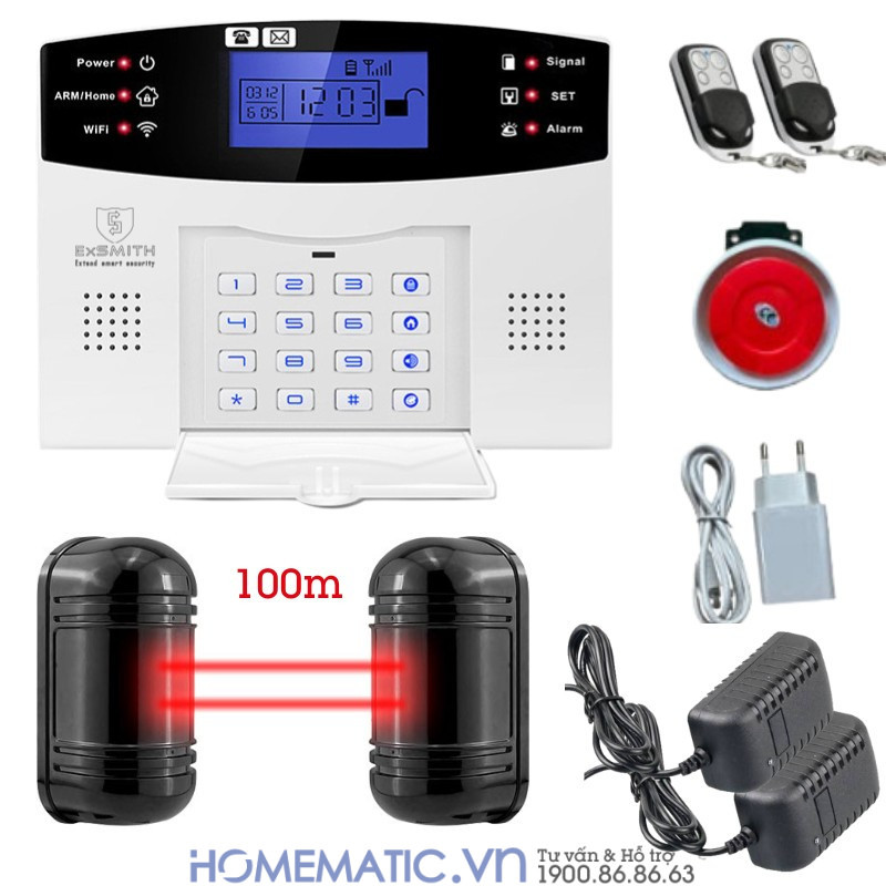 Hệ Thống Hàng Rào Chống Trộm Báo Về điện Thoại 4g + Wifi Exsmith Es1721ab