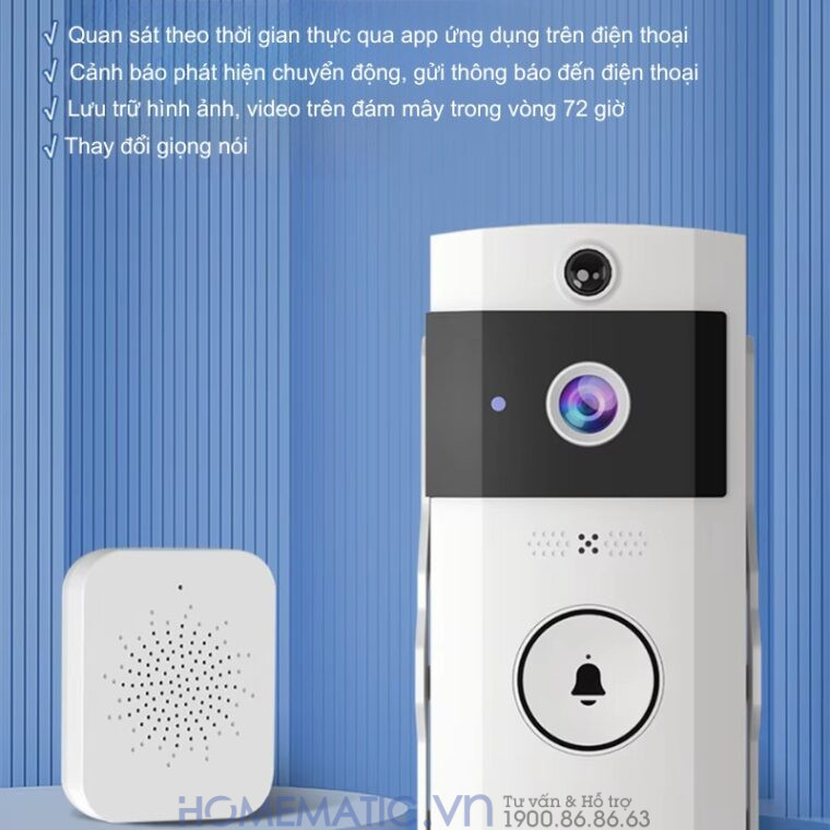 Chuông Cửa Camera Wifi Chống Nước Ngoài Trời Xsmarthome U9