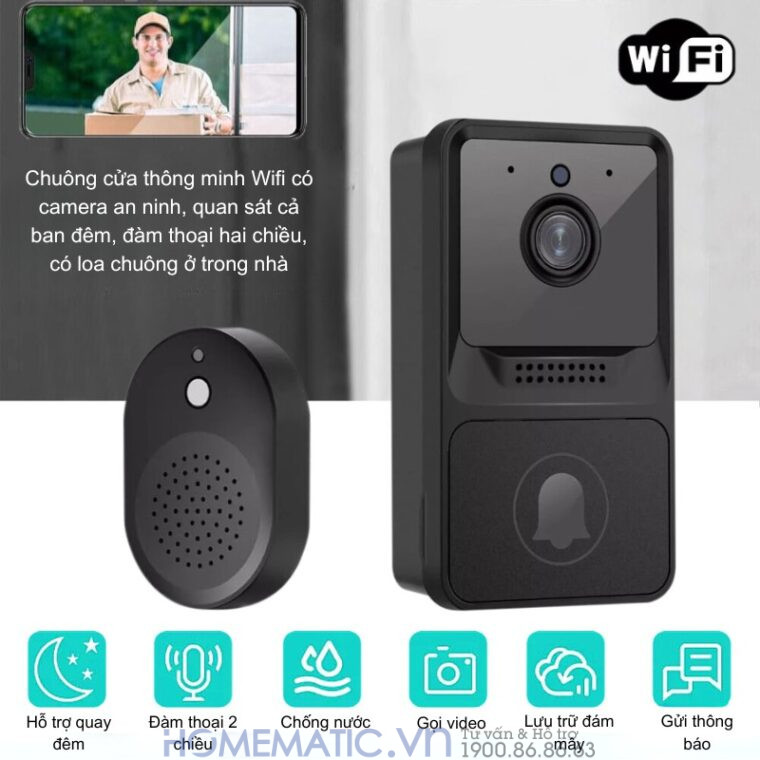 Chuông Cửa Không Dây Có Camera Wifi Cloudedge T21