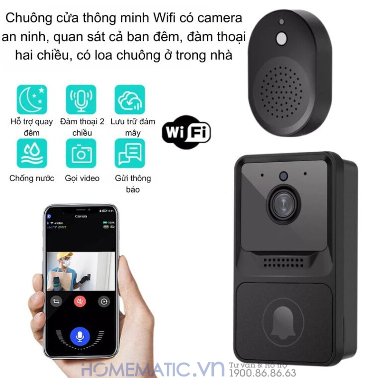 Chuông Cửa Không Dây Có Camera Wifi Cloudedge T21