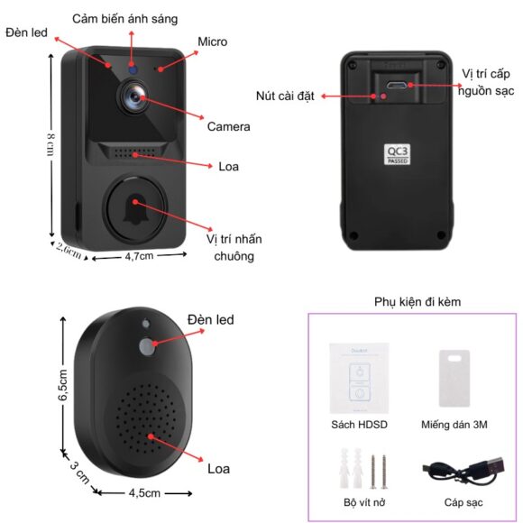 Chuông Cửa Không Dây Có Camera Wifi Cloudedge T21