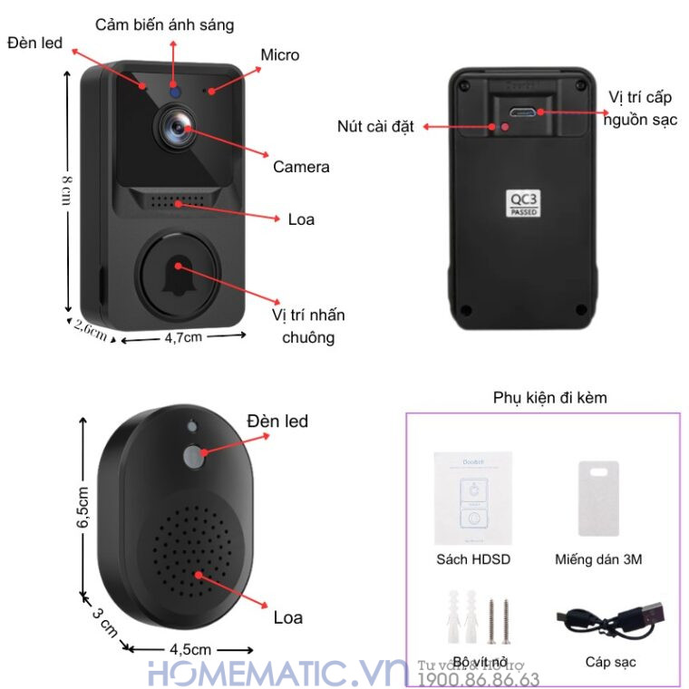 Chuông Cửa Không Dây Có Camera Wifi Cloudedge T21 Chuông Cửa Không Dây Có Camera Wifi Cloudedge T21