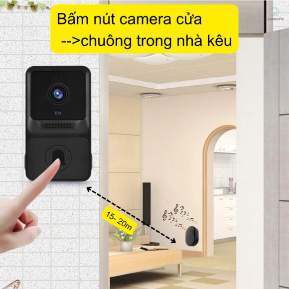 Chuông Cửa Không Dây Có Camera Wifi Cloudedge T21 có thể kêu loa chuông trong nhà