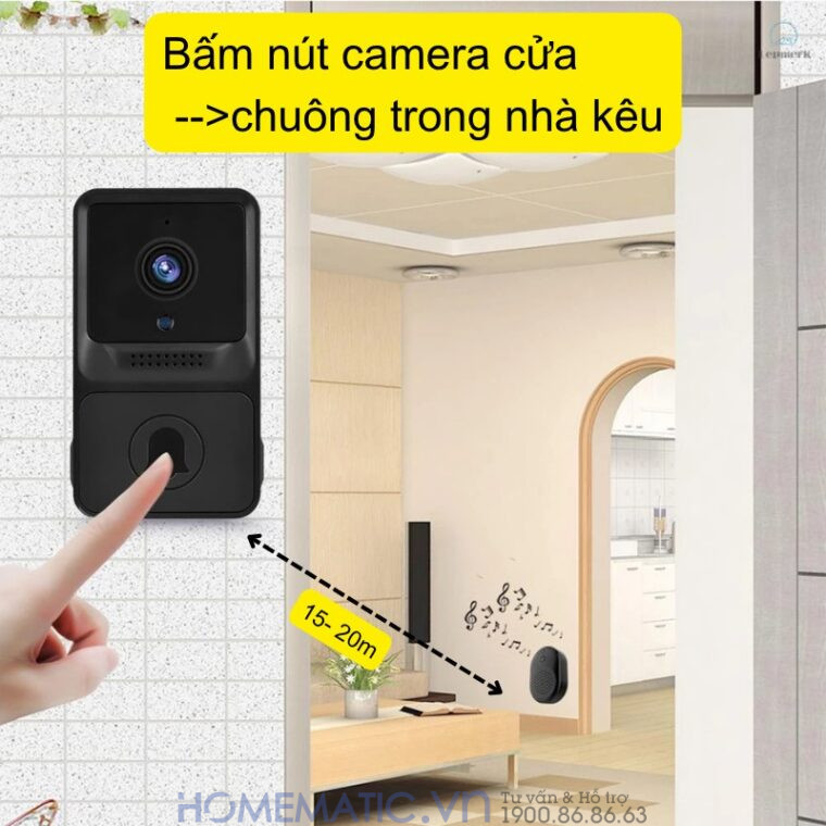 Chuông Cửa Không Dây Có Camera Wifi Cloudedge T21 có thể kêu loa chuông trong nhà Chuông Cửa Không Dây Có Camera Wifi Cloudedge T21 có thể kêu loa chuông trong nhà
