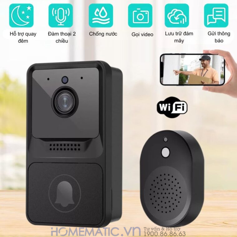 Chuông Cửa Không Dây Có Camera Wifi Cloudedge T21
