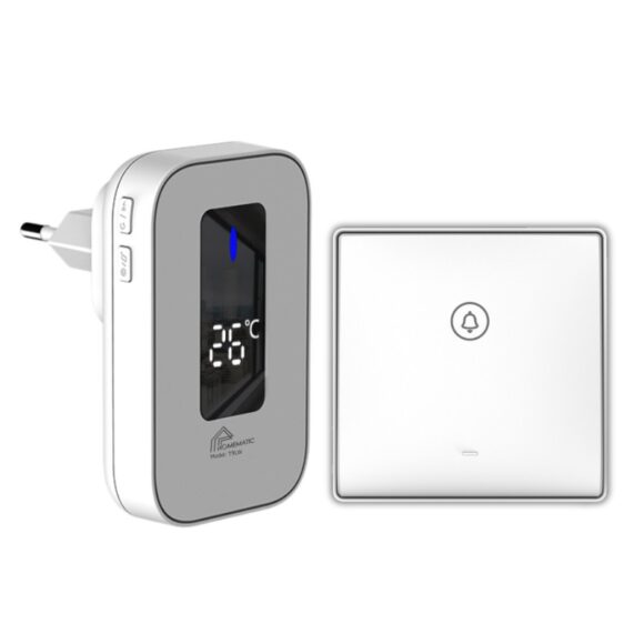 Chuông Cửa Không Dây Không Pin Cao Cấp Homematic T9lw Có đồng Hồ Nhiệt độ Phòng bộ 1 nút 1 loa