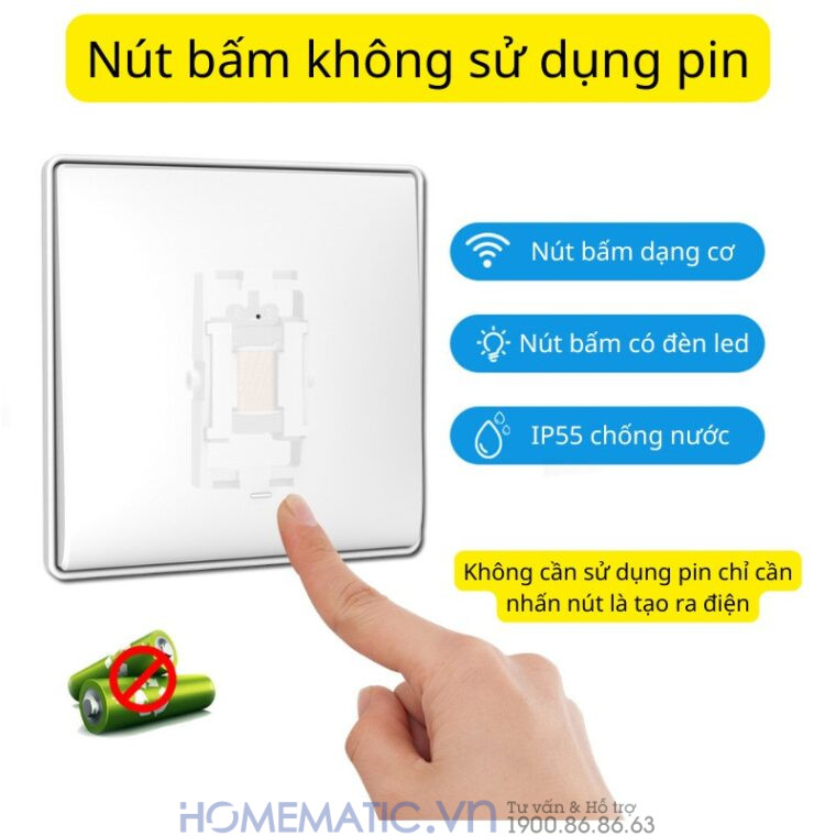Chuông Cửa Không Dây Không Pin Cao Cấp Homematic T9lw Có đồng Hồ Nhiệt độ Phòng nút bấm không pin