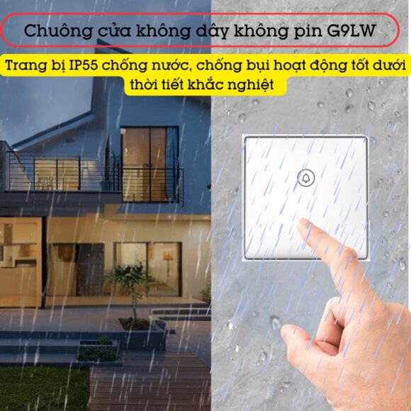 Chuông Cửa Không Dây Không Pin Cao Cấp Homematic T9lw Có đồng Hồ Nhiệt độ Phòng có khả năng chống nước