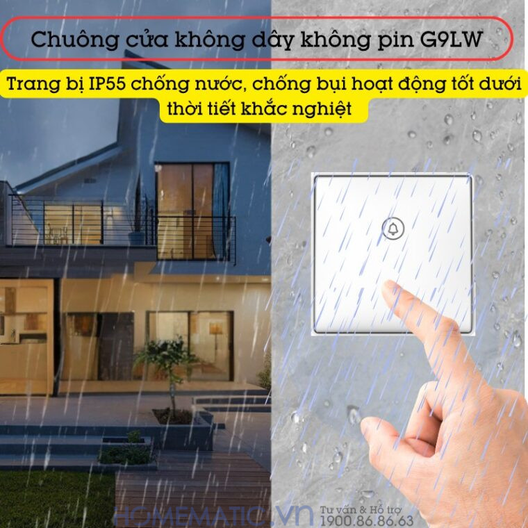 Chuông Cửa Không Dây Không Pin Cao Cấp Homematic T9lw Có đồng Hồ Nhiệt độ Phòng có khả năng chống nước