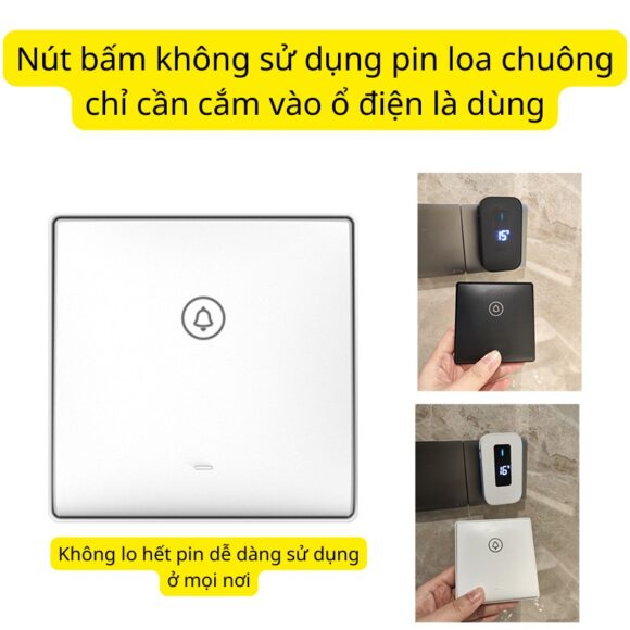 Chuông Cửa Không Dây Không Pin Cao Cấp Homematic T9lw Có đồng Hồ Nhiệt độ Phòng